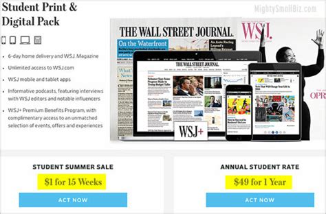 wsj subscription rates for students